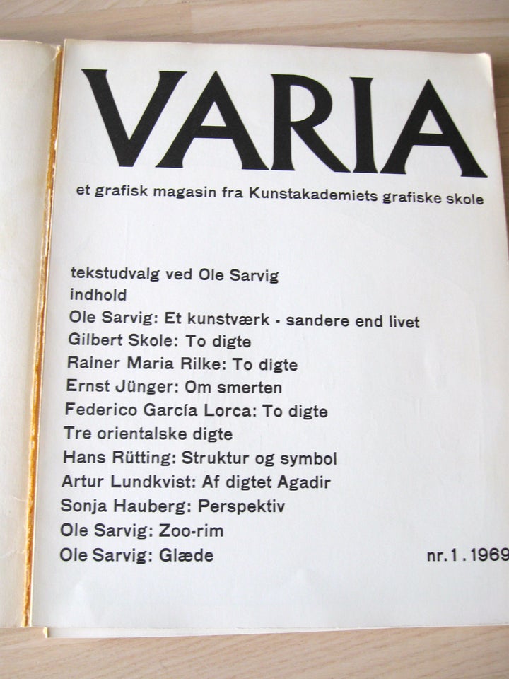 Varia nr. 1, 1969, Ole Sarvig