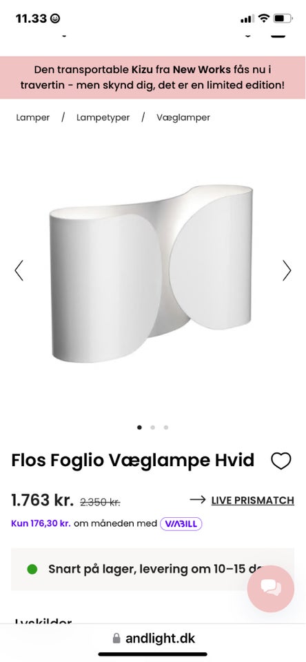 Flos, Foglio, væglampe