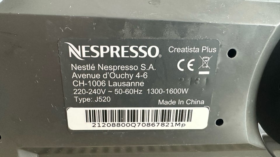 Nespresso Sage Creatista Plus,