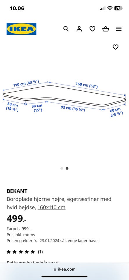 Skrive-/computerbord Bekant