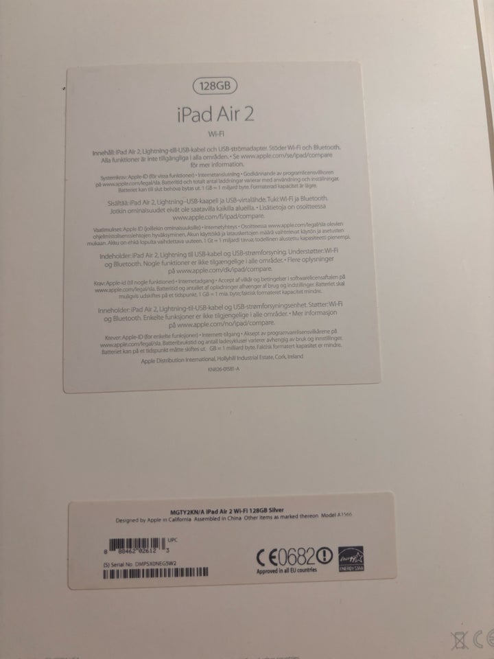 iPad Air 2, 128 GB, hvid