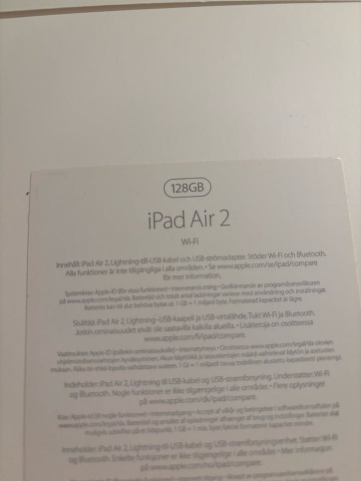 iPad Air 2, 128 GB, hvid