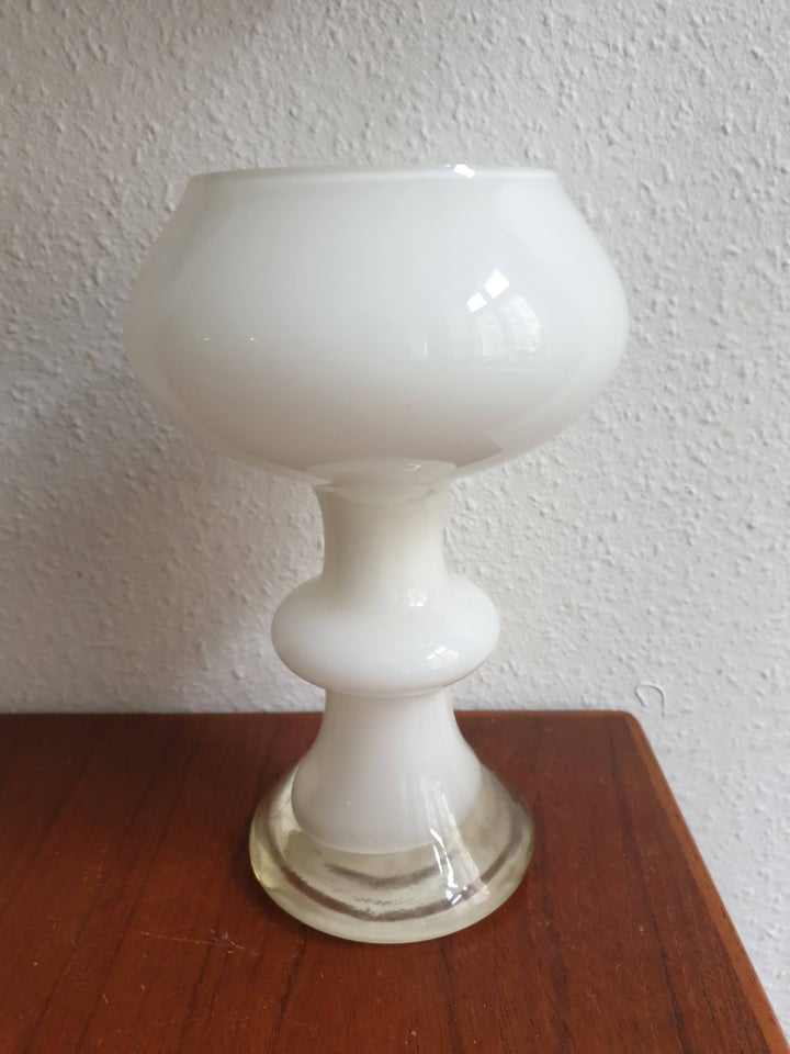 Glas, Hvid retro vase. , Vintage -