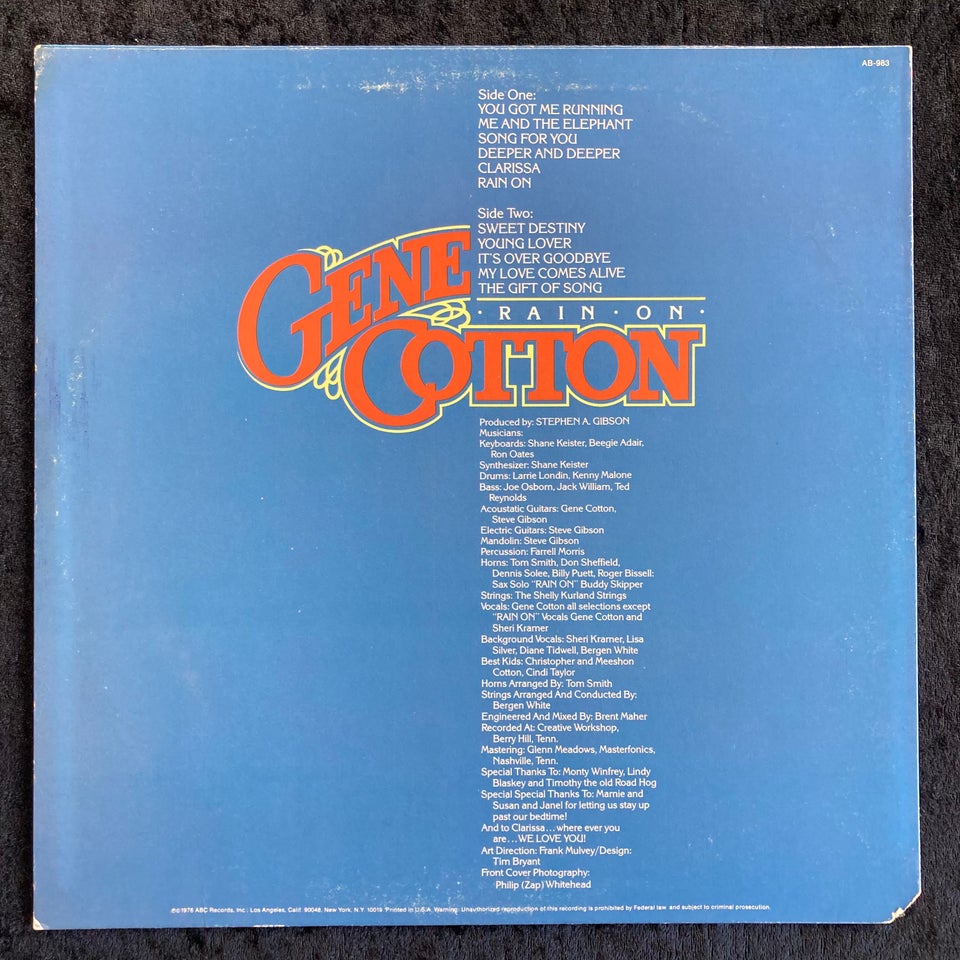 LP, Gene Cotton, Rain On