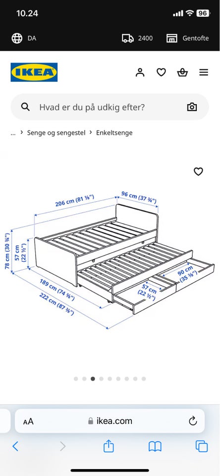 Sengeramme, Ikea, b: 90 l: 200