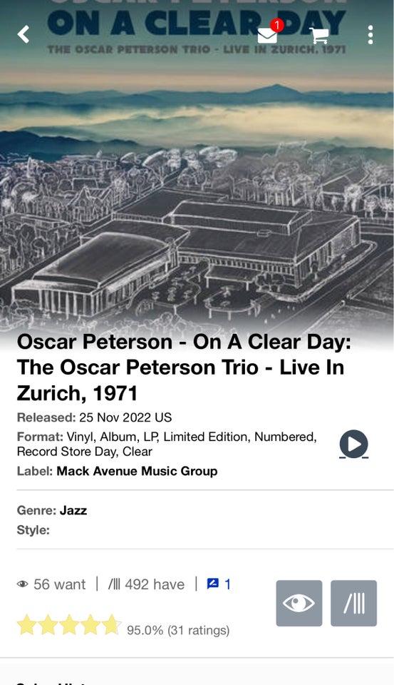 LP Oscar Peterson On A Clear Day