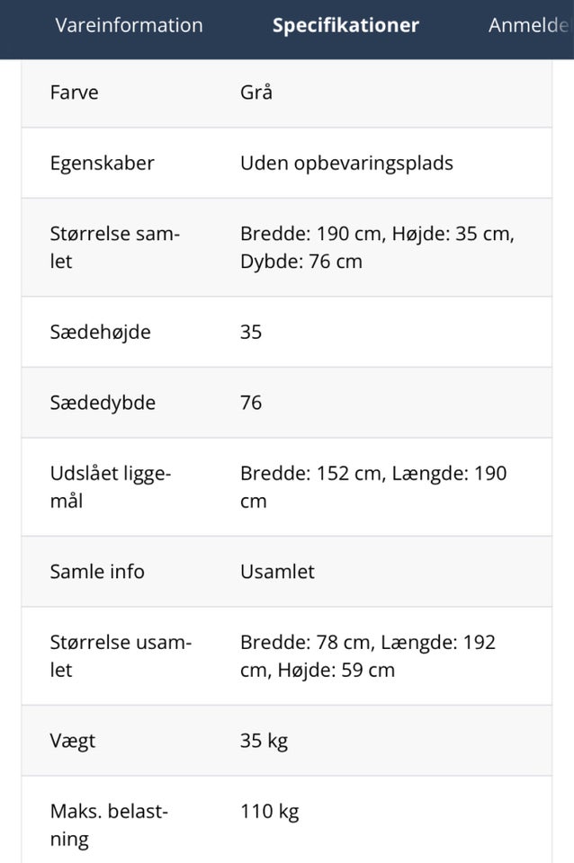 VARBJERG daybed fra Jysk, VARBJERG