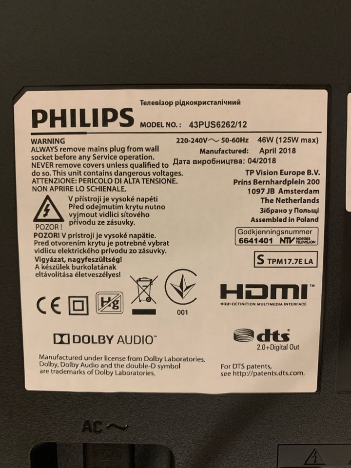 LED, Philips, 43PUS6262