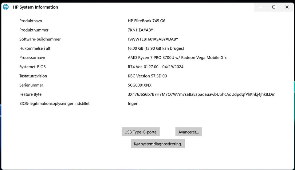 HP HP EliteBook 745 G6 230 GHz 16