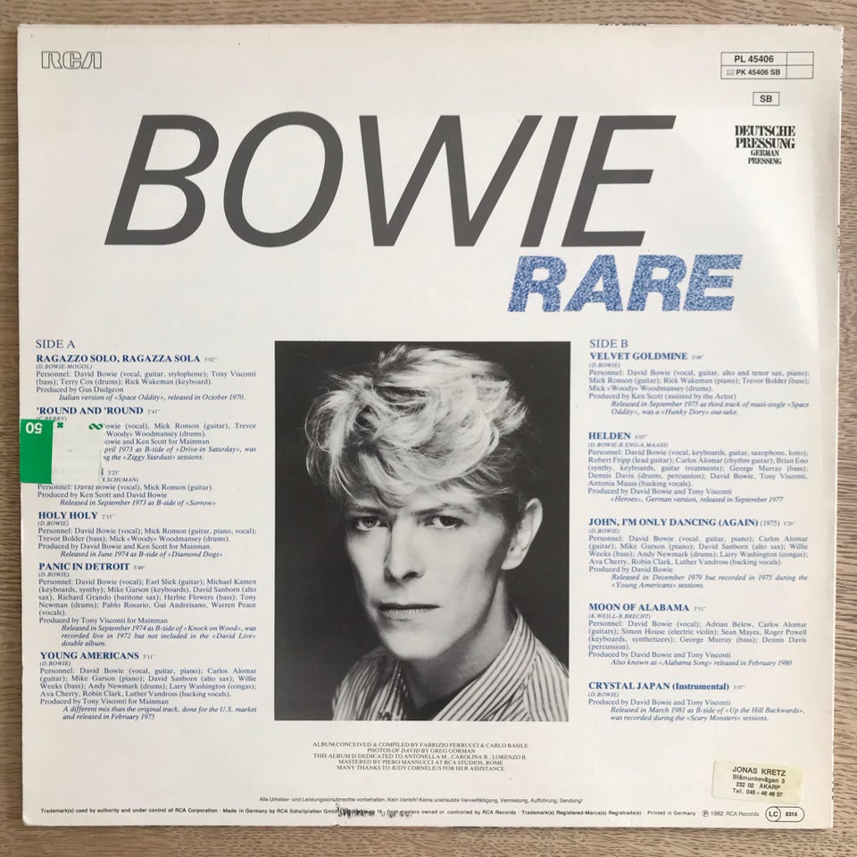 LP, David Bowie , Bowie Rare