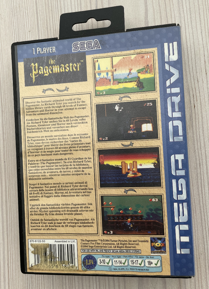 The Pagemaster SEGA Mega Drive