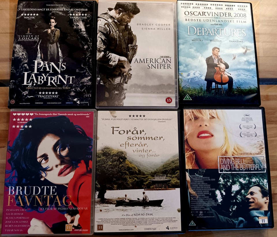 DVD film 20,- kr. (6 for 100,- kr.),