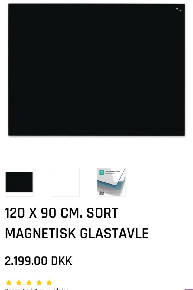 Sort magnetisk glastavle fra NAGA