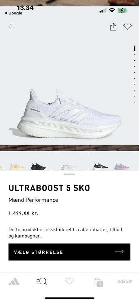 Løbesko, Adidas, str. 45 1/3