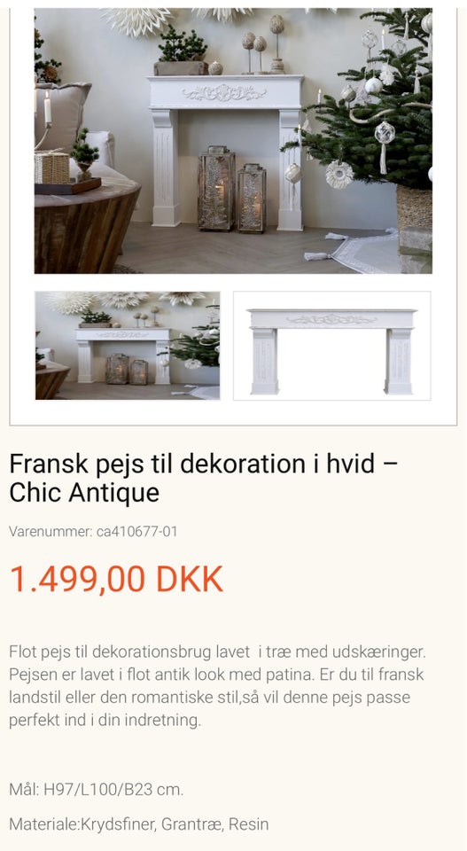 Fransk pejs til dekoration  Chic