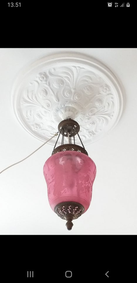 Loftlampe, Glas, 100 år gl.