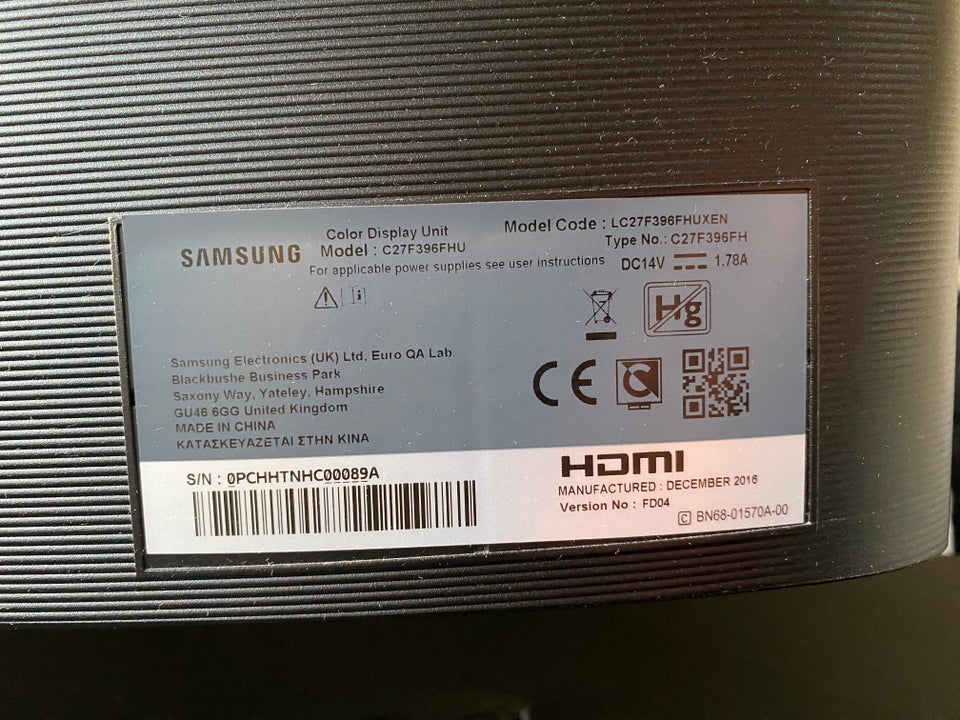 Samsung, fladskærm, C27F396FHU