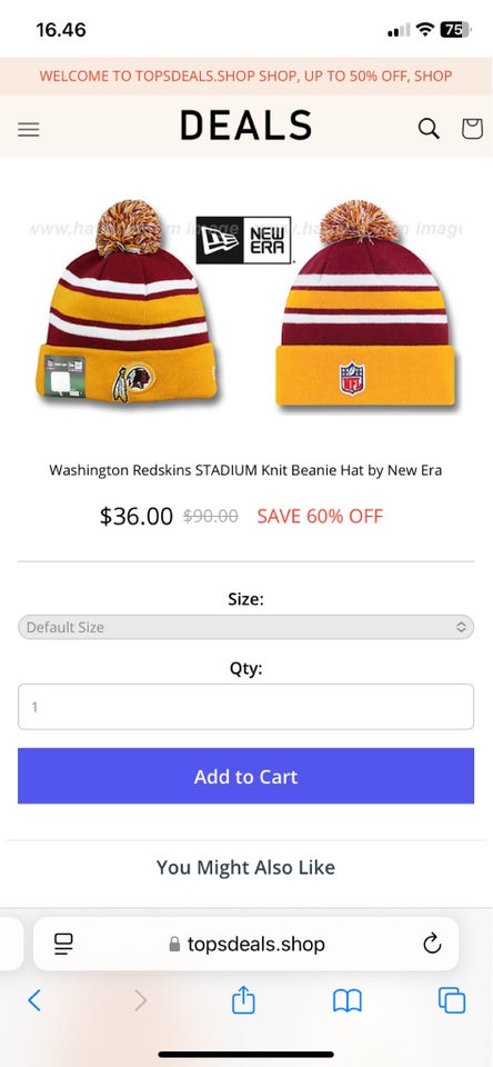 Hue, Beanie NFL, Redskins