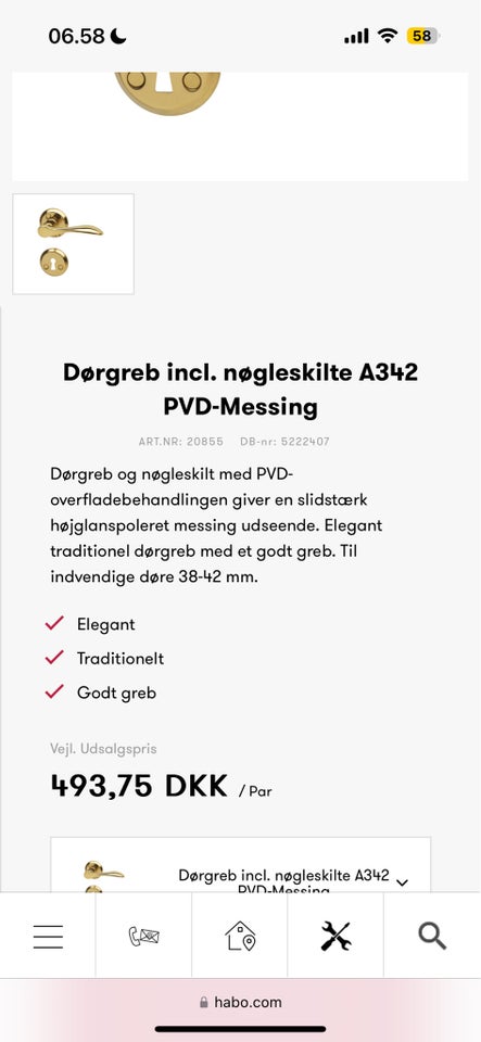 Dørgreb, andet materiale