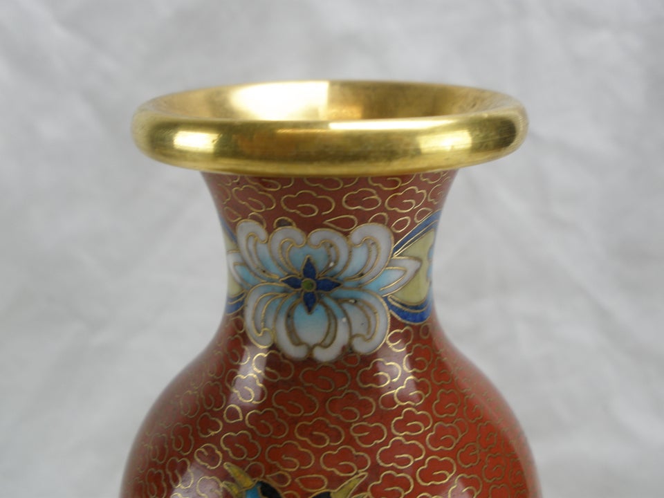 Cloisonne Vase Med Fugle 19 cm