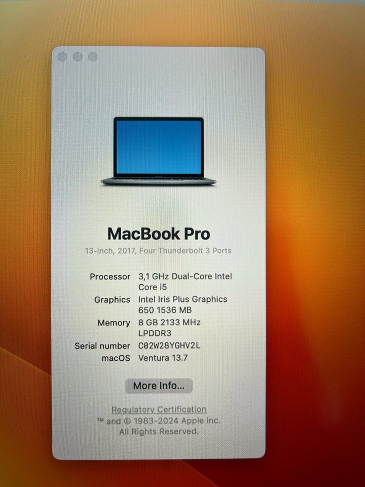 MacBook Pro, 13” 2017, 3.1