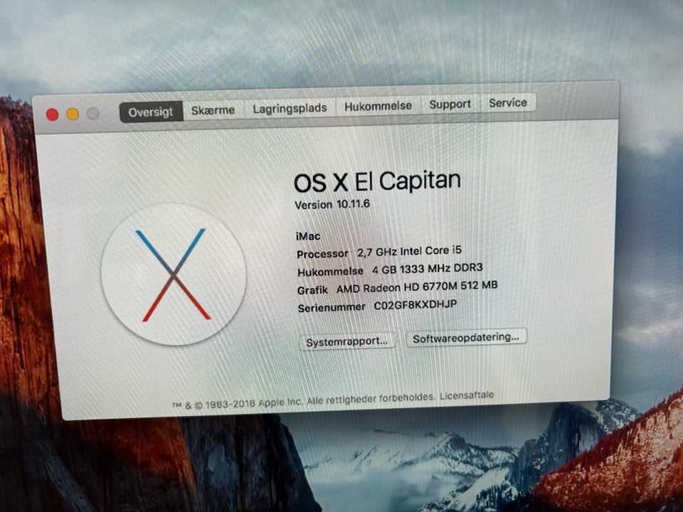 iMac OS X El Capitan 27 GHz