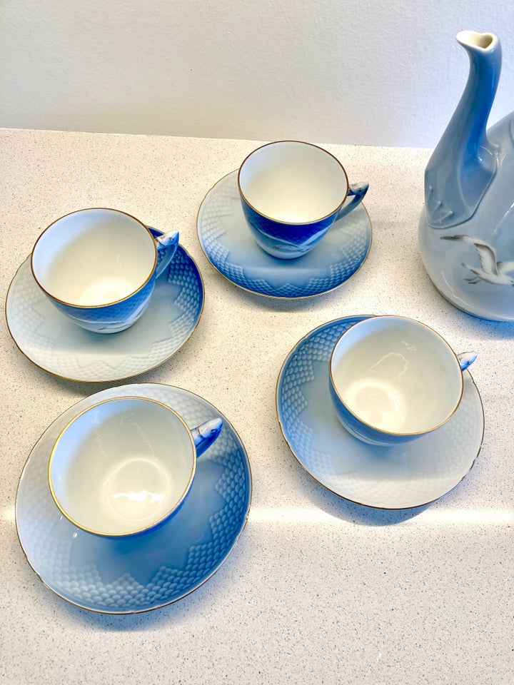 Porcelæn BG Mågestel kande og 4