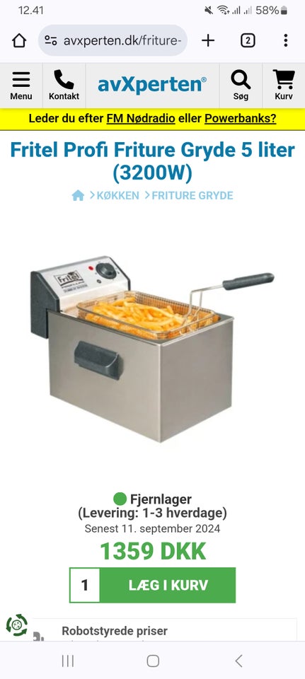 Fritel Profi Friture Gryde 5 liter