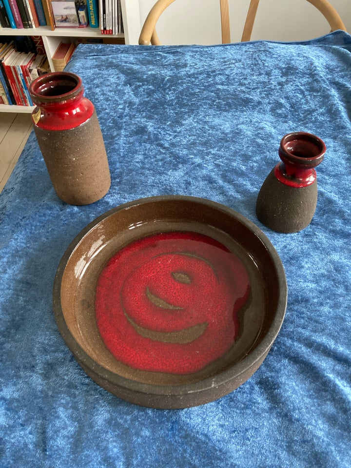 Keramik fad og 2 vaser LEHMANN