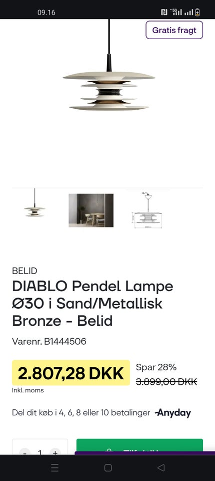 Anden bordlampe Diablo Belid