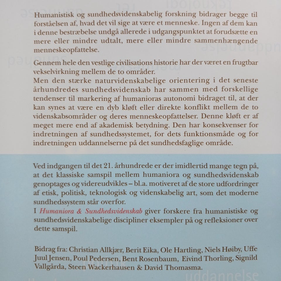 HUMANIORA  SUNDHEDSVIDENSKAB,