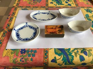 Porcelæn 2 saltkar  rund og ovalt