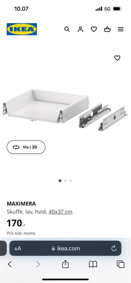 Anden reol Ikea b: 40 d: 37