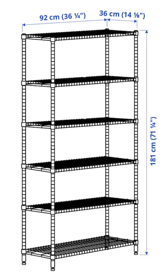 Reolsystem, IKEA OMAR, b: 92 d: 36 h: