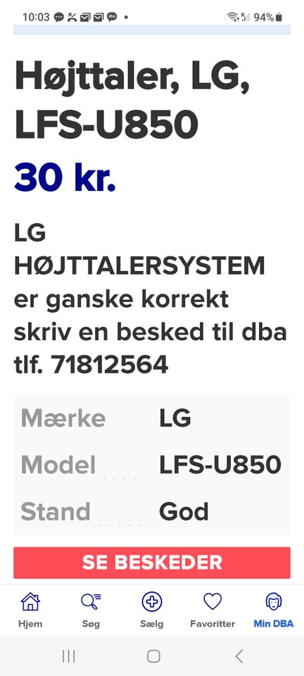 Højttaler, LG, ELF-U850