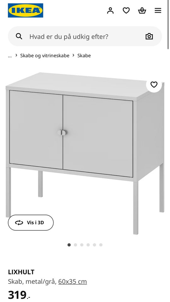 Stålskab, Ikea, b: 60 d: 35 h: 57