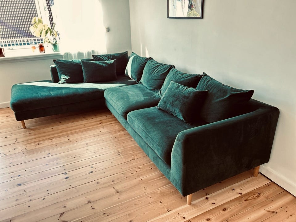 Hjørnesofa, velour, 5 pers.