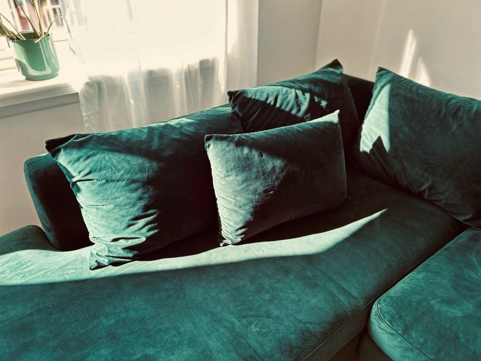 Hjørnesofa, velour, 5 pers.