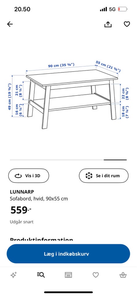 Sofabord, Ikea, Lunnarp