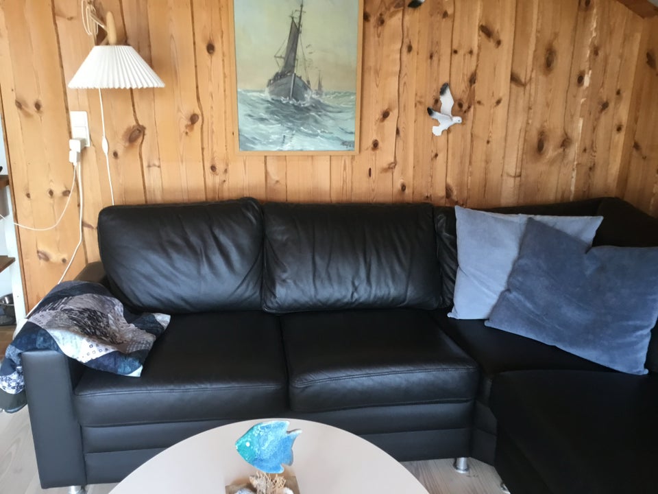 Hjørnesofa, læder, 6 pers.