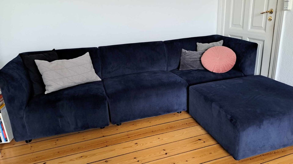 Sofa, fløjl, 5 pers.