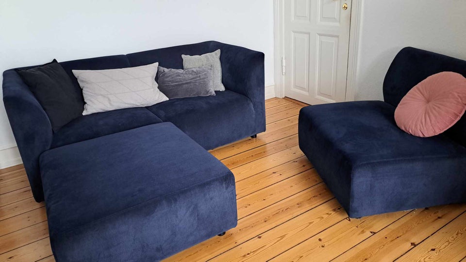 Sofa, fløjl, 5 pers.