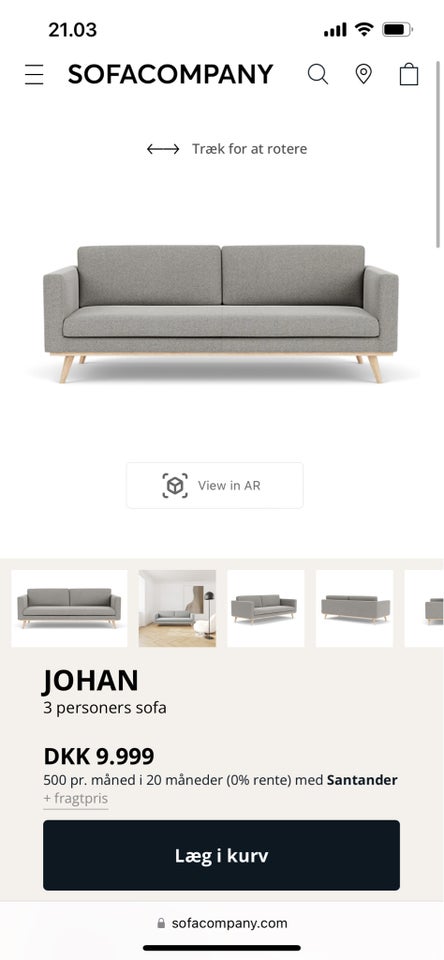 Sofa, uld, 3 pers.