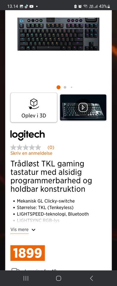 Gaming, trådløs, Logitech