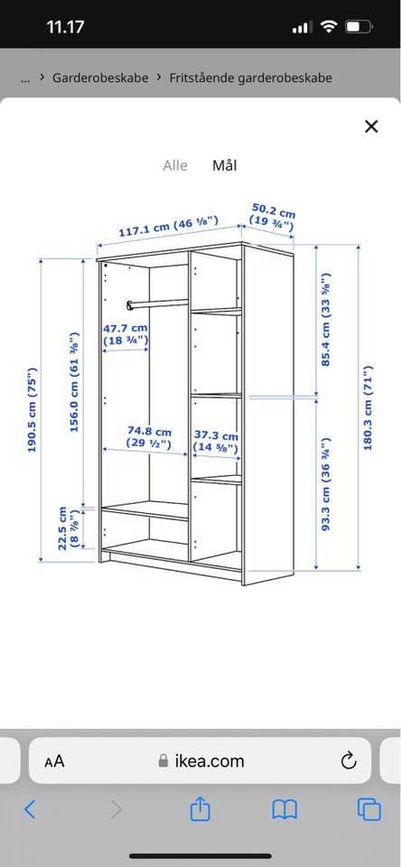 Garderobeskab, Ikea Brimnes