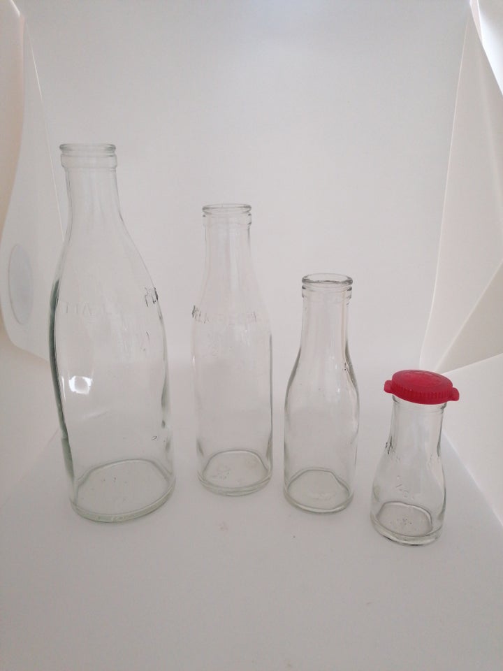 Glas Mælkeflasker 1l 1/2l 1/4 l og