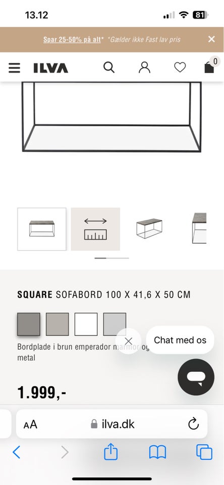 Sofabord Ilva “Square”