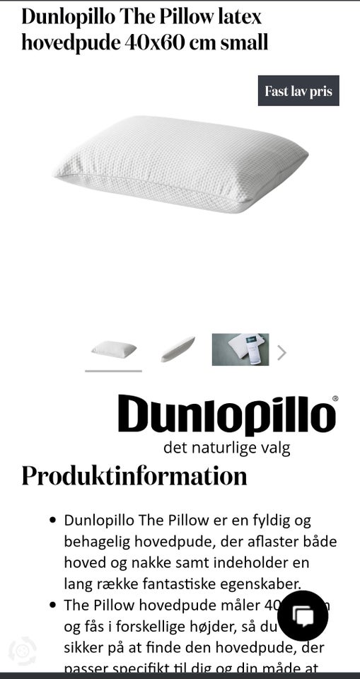 Andet, DUNLOPILLO LATEX PUDE