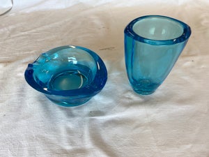 Glas Vase og askebæger