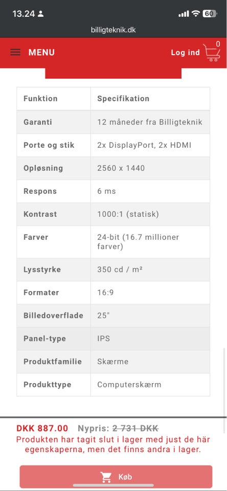 Dell, fladskærm, U2515H